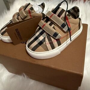 Burberry Kids Checkered Sneakers - Beige and Black